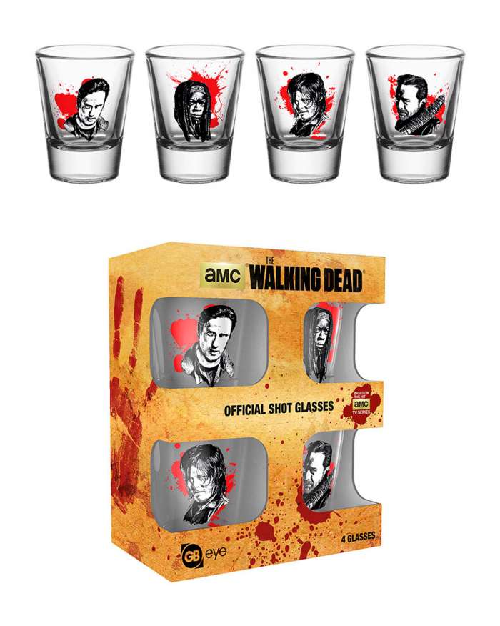 Pack de 4 vasos de chupito The walking Dead. caras personajes. Gaya Entertainment