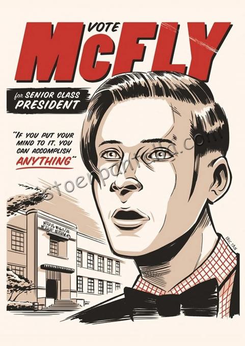 Panfleto George McFly For president. Regreso al futuro