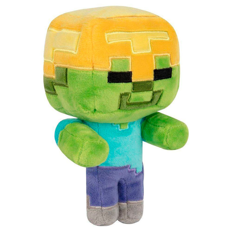 Peluche Happy Explorer Gold Helmet Zombie 18 cm. Minecraft. J!NX