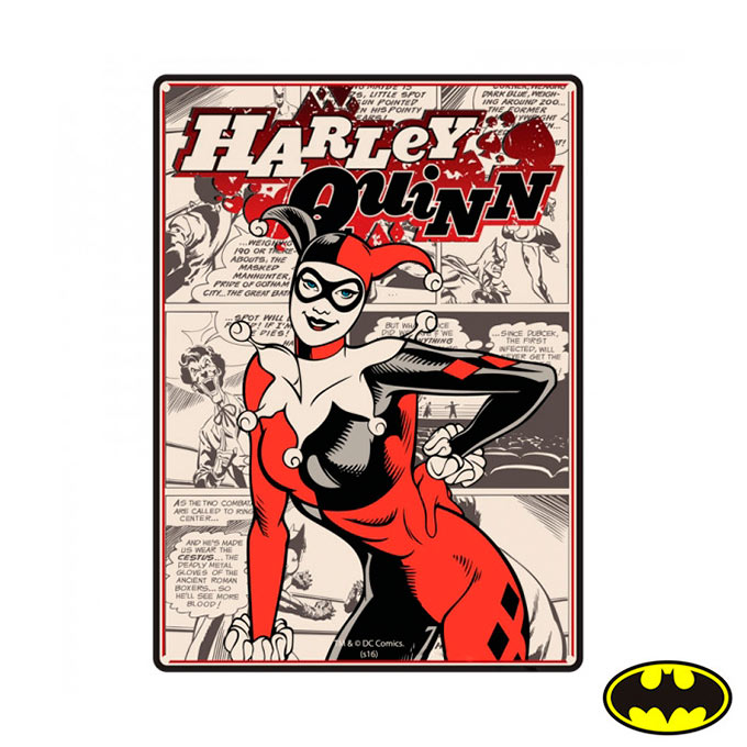 Placa metálica Harley Quinn. Batman. DC Comics. 21 x 15 cm