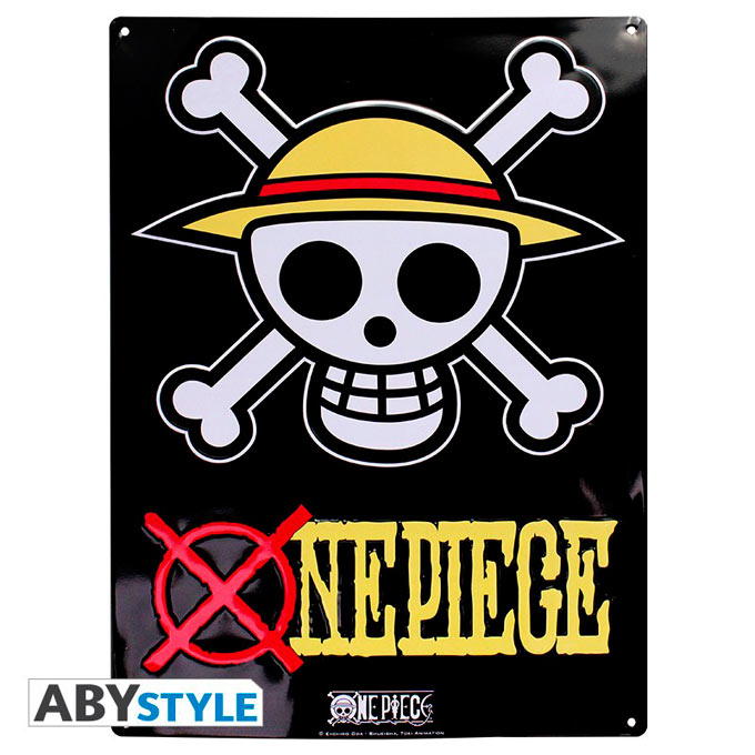 Placa metálica One Piece. Logo Luffy