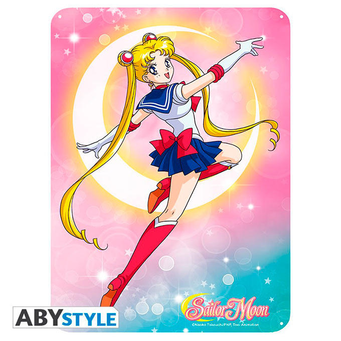 Placa metálica Sailor Moon. Figura. 38 x 28 cm