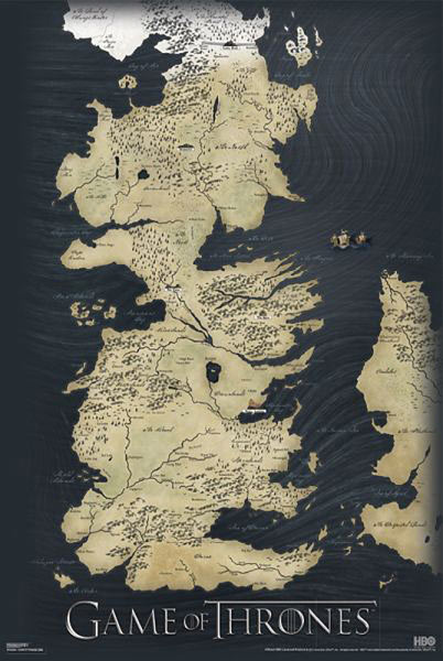 Póster Mapa Poniente. Juego de Tronos