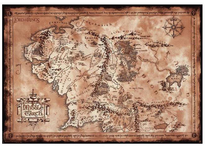 Póster Mapa Tierra Media. El Señor de los Anillos 98x68cm