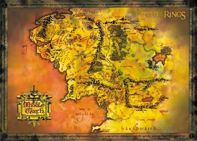 Póster Mapa Tierra Media. El Señor de los Anillos