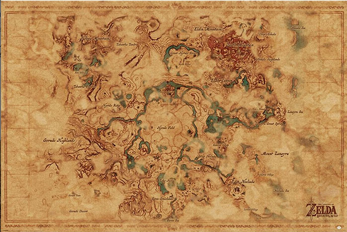 Póster Mapa. The Legend of Zelda: Breath of the Wild