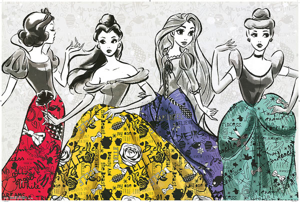 Póster Princesas Disney. Chalk Art