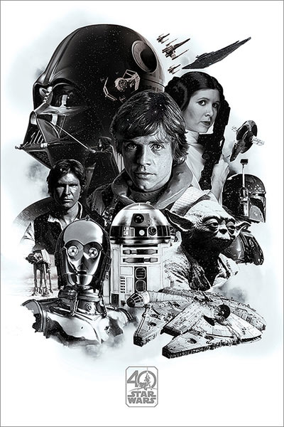 Póster Star Wars. 40 Aniversario Montaje