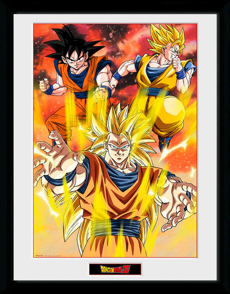 Póster enmarcado 3 Gokus 45 x 34 cm. Dragon Ball Z. GYE