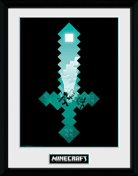 Póster enmarcado Espada Diamante. Minecraft