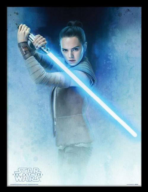 Póster enmarcado Rey con sable. Star Wars: The Last Jedi 45 x 33 cm