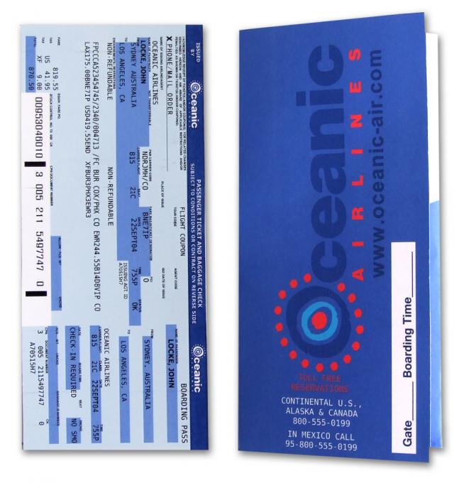 Réplica Billete Avión Perdidos (Lost). 815 Oceanic Airlines