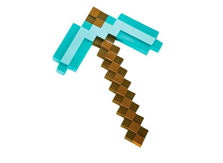 Réplica pico diamante 40 cm. En plástico. Minecraft