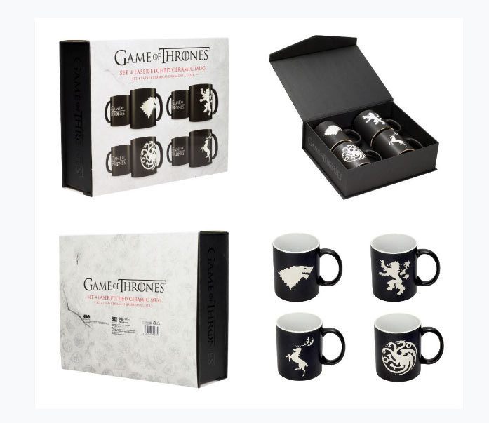 Set 4 tazas Emblemas. Juego de Tronos