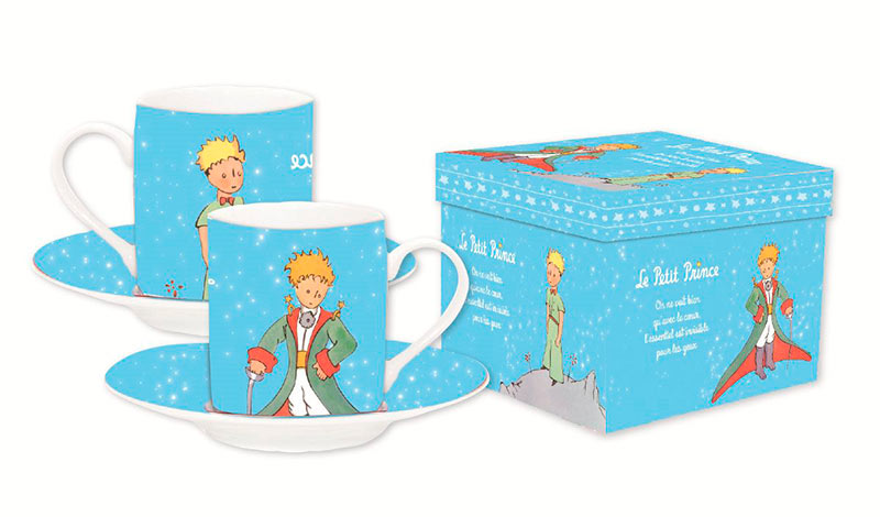 Set Tazas Espresso Light Blue. El Principito. Versión francesa