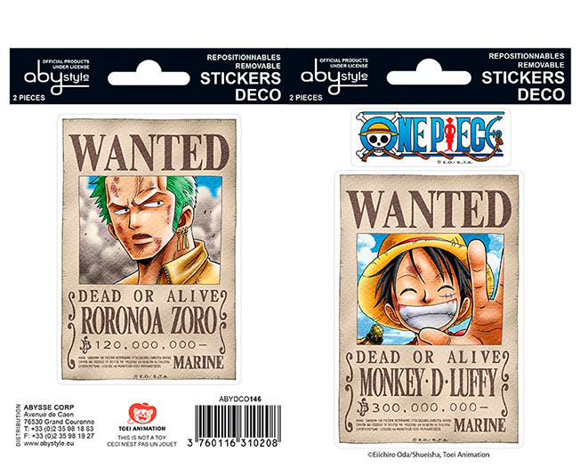 Stickers One Piece. Wanted Luffy y Zoro