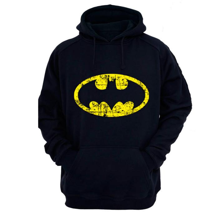 Sudadera con capucha Batman. Logo desgastado