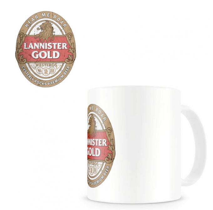 Taza Juego de Tronos. Casa Lannister etiqueta