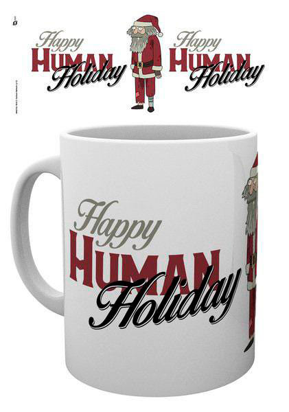Taza XMAS Happy Human Holiday. Rick and Morty