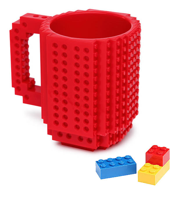 Taza de ladrillos Lego. Modelo roja