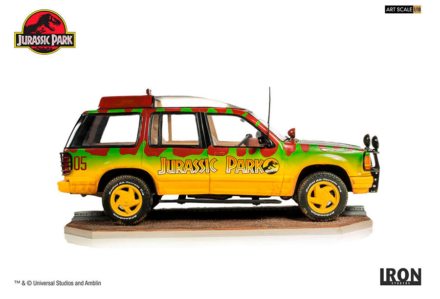 Vehículo Ford Jungle Explorer nº5 de 21 cm. Jurassic Park (Parque Jurásico). Con luz. Art Scale. Iron Studios